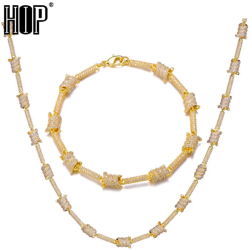 

Hip Hop 7MM Iced Out Bling AAA CZ Cubic Zirconia Spiral Link Chain Necklace Bracelet For Men Rapper Jewelry Copper