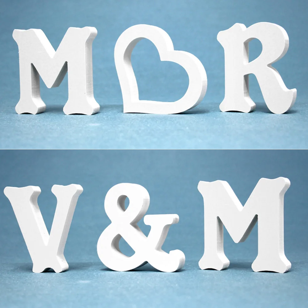 New White Wood Wooden Letter Wedding Party Birthday Xmas Home Garden Decoration