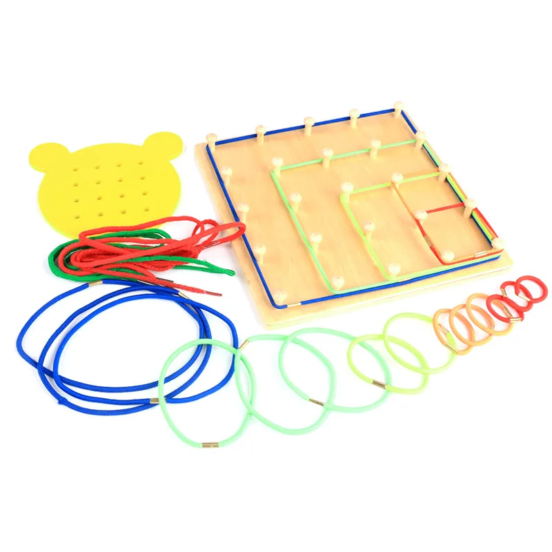 

CHILDREN'S Wooden Toy Multi-functional Threading Board Flexible Shape Wearing Rope Baby Fun Montessori Early Childhood Toy