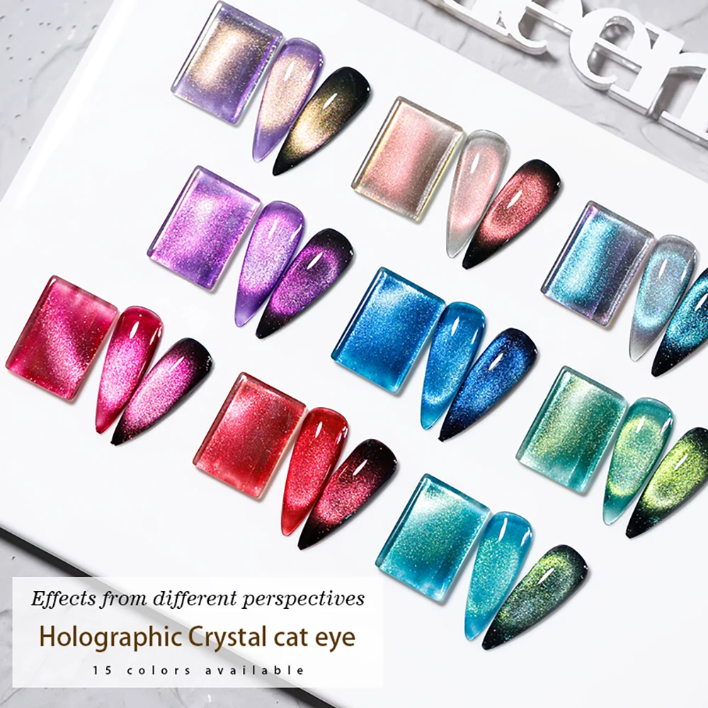 Vendeeni New Colourful Crystal Cat Eye Gel Nail Polish 9D Aurora Cat's Eye Gel Varnish Magnetic Hybrid UV Soak Off Gel Lacquer