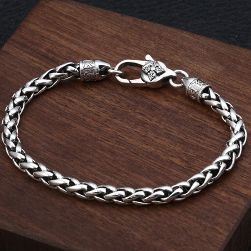 

S925 sterling silver fashion trend wild hemp rope bracelet men and women gifts