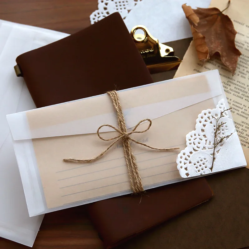 

10pcs/lot Transparent Envelope Wedding Invitation Translucent Paper Envelope Letter Vintage Thank You Love Cards Envelopes