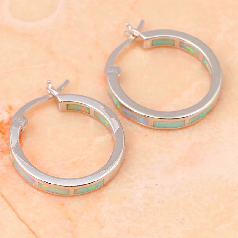 Женская мода bijoux круглые серьги Белый огненный опал серебряные штампованные серьги-кольца модные ювелирные изделия опал ювелирные изделия OE429