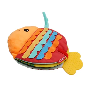 

Animal Fish Soft Fun Cloth Book Baby Intelligence Development BB Sounds Learn Picture Cognize Quiet Book Rattle Toy Gift
