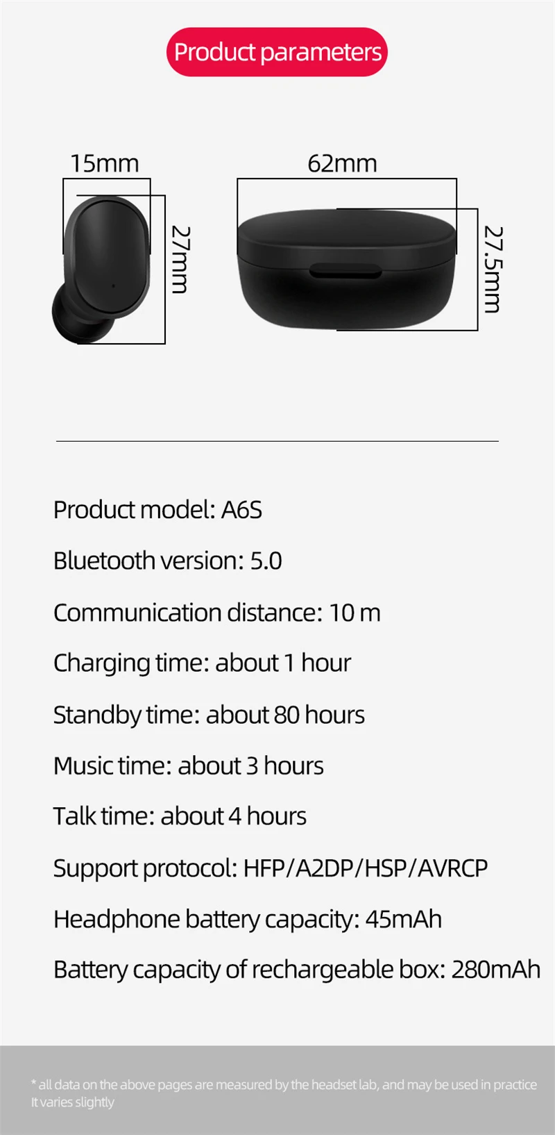 A6S Bluetooth 5,0 наушники для Redmi Airdots беспроводные наушники TWS наушники с шумоподавлением Микрофон для Xiaomi iPhone huawei samsung