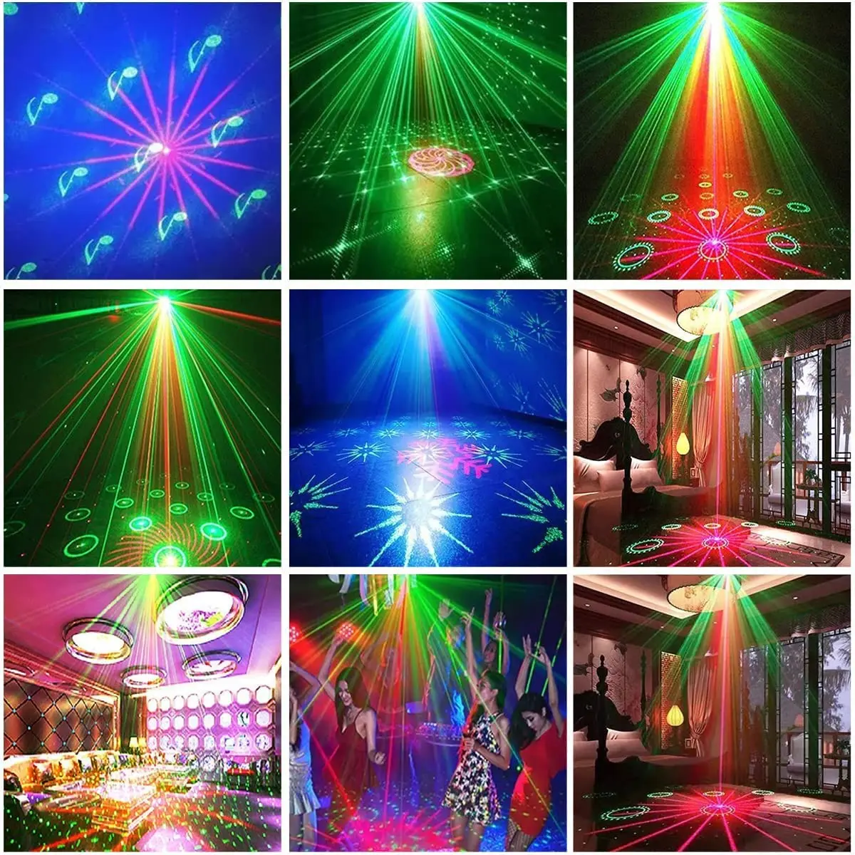 Stage Party Disco Lights Laser Projection Lights Voice Control Red Blue Green Strobe Lights DJ Club Home Party Decorative Lights