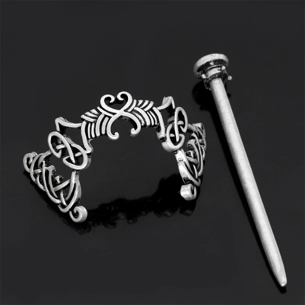 Viking Hairpin Celtics Knots Crown Retro Metal Hair Stick Norse Rune Medieval Crown Slide Hair Clip Set Women Jewelry Accessorie