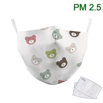 

Cute Bear Print Face Masks PM2.5 Protective Dust Mask Proof Mouth-muffle Reusable Waterable Fabric Masks Outdoor Mouth Cover