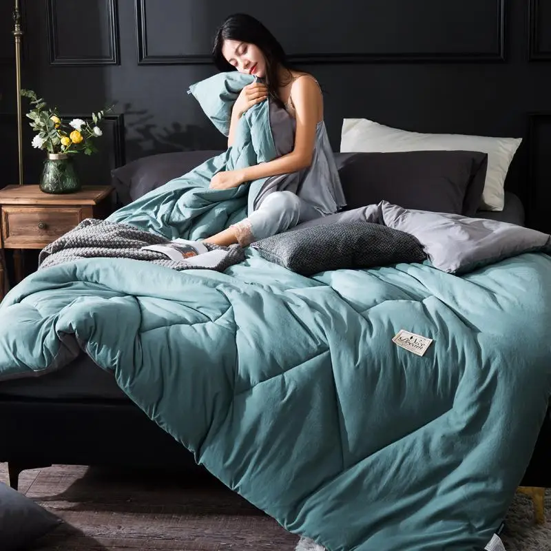 Однотонное домашнее постельное белье, теплое зимнее одеяло с наполнителем, зимнее теплое одеяло с рукавами, зимнее одеяло CF - Color: Plum