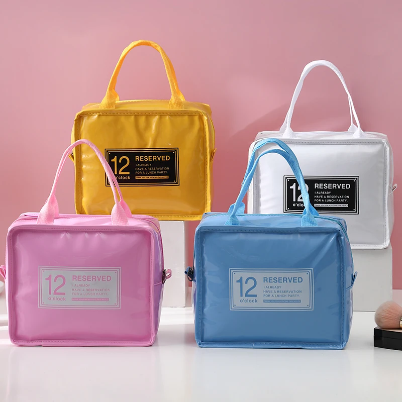 PURDORED 1 Pc Candy Color Women Makeup Bag  Leather Waterproof  Travel Cosmetic Bag Large Portable Toiletry Makeup Case Bag