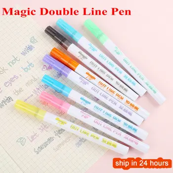 

8 colors 12 color Double Lines Art Markers Pen Out Line Pen scrapbooking Marker Fineliner Calligraphy Lettering Double Line Pen