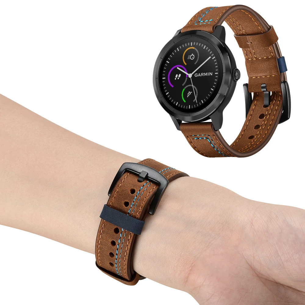 UEBN 20 мм кожаный ремешок для Garmin Venu Vivoactive 3 HR Move 3 Forerunner 245 645 сменный Браслет для часов