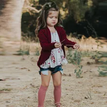 Однотонный свитер для малышей для девочек и мальчиков, теплые вязаные вещи для зимы, повседневное пальто, кардиган с длинными рукавами, модная куртка, верхняя одежда