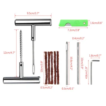 

Metal+Plastic Tire Repair Kit 11Pcs Tire Repair Kit Tubeless Wheel Puncture Mending