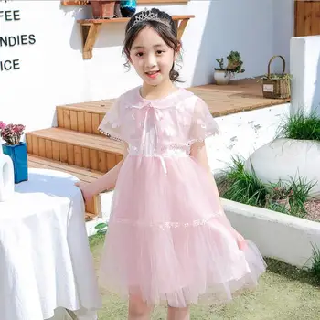 

New Arrival Little girl's flower princess dress 2020 Summer Mesh sweet children's dress size 110-160cm Kids Clothing