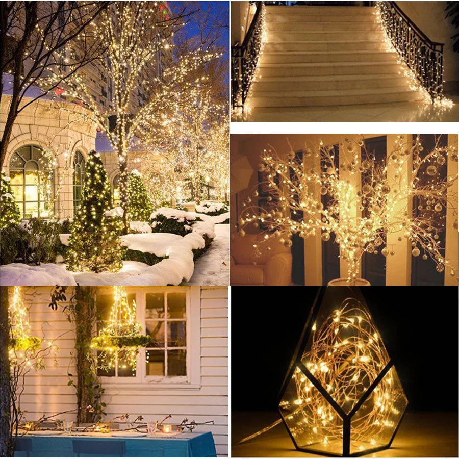 LED Outdoor Solar Lamp String Lights 50 LEDs 100 200 LEDs Fairy Holiday Christmas Party Garland Solar Garden Waterproof 6m 10m (7)