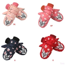 Новая детская одежда для мальчиков и девочек ветрозащитный водонепроницаемый для снега лыжные перчатки Тепловая облицовка теплые со снежинками и оленями печать детей