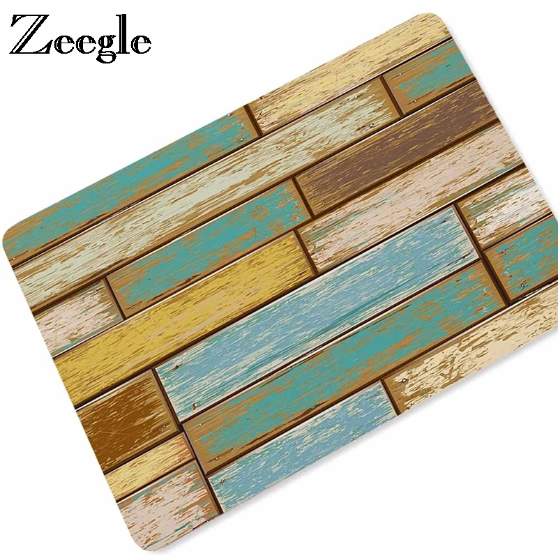 Zeegle Wood Printed Doormat Welcome Rubber Mats Absorbent Mats For Bathroom Kitchen Carpet Non-slip Floor Mat Bedroom Carpet