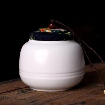 

Matte White Ceramic Tea Canister Tea Caddy Coffee Jar Kitchen Nut Sealed Storage Tank Portable Small Tea Box