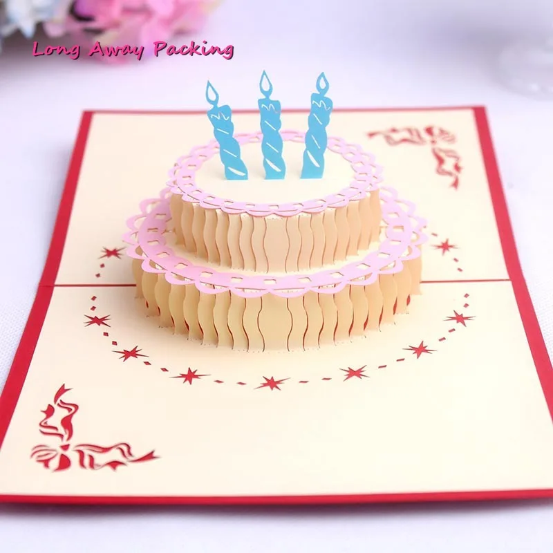  Birthday Cake 3D Pop UP Cards Valentines Day Gift Postcard with Envelope Wedding Invitation Greetin - 4.00022E+12