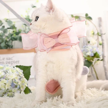 

JORMEL Pet Cat Dog Harness for Small Medium Dog Vest Bow Tie Cat Collar Puppy Traction Rope Outdoor Chest Strap