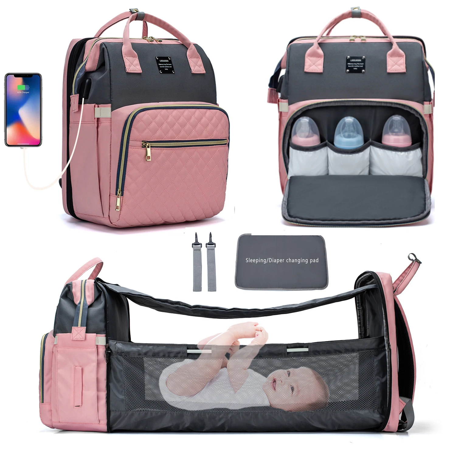 Baby Diaper Bag Backpack With Changing Station Sunshine Shade Baby Bags