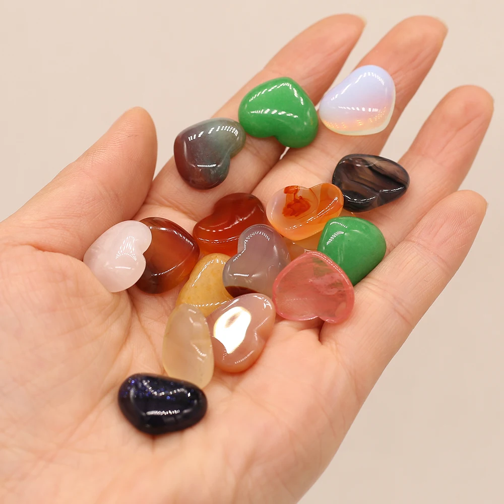 

24PCS Wholesale Natural Stone Love Heart Shape Beads Pendant For Jewelry Making DIY Necklace Accessories Charm Gift