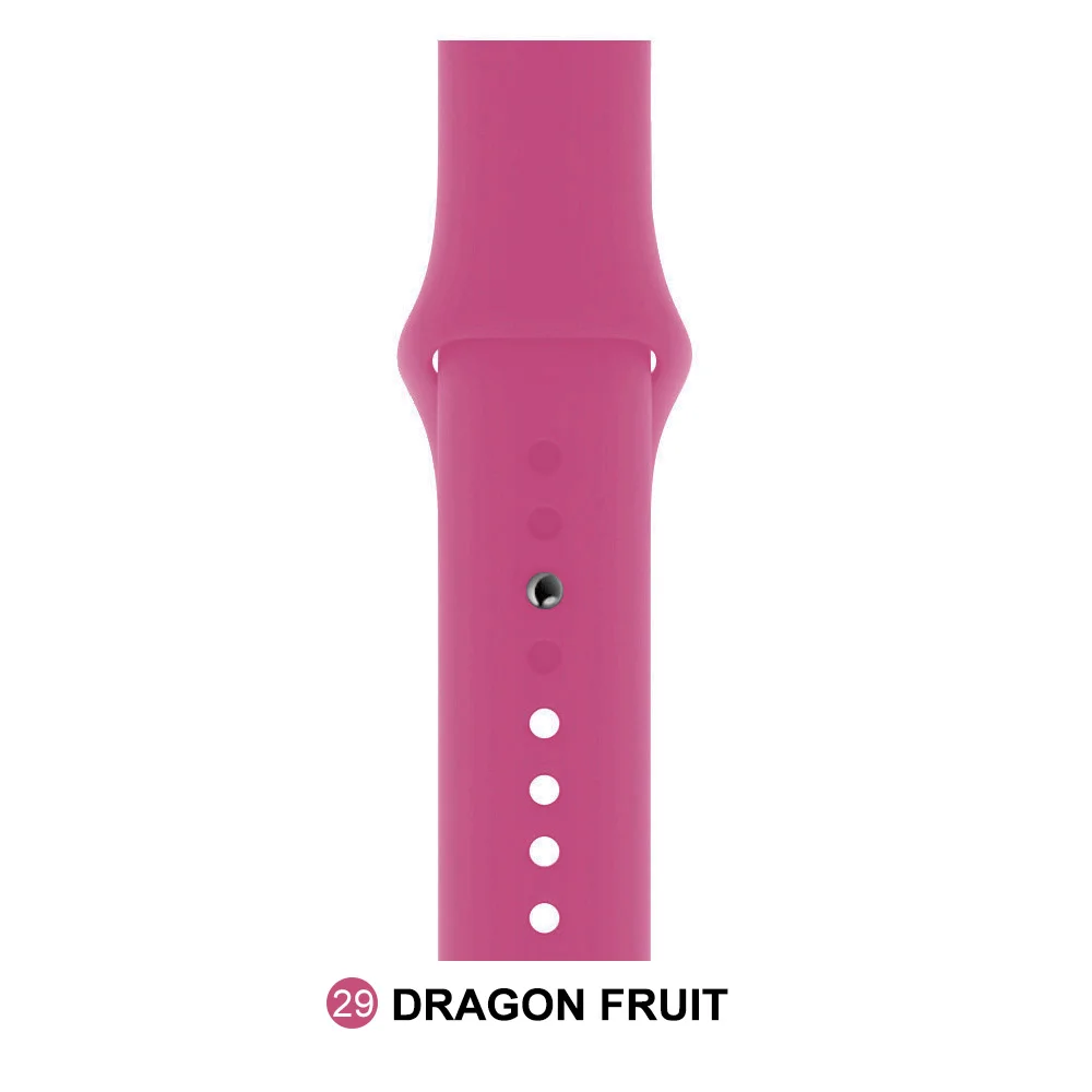 Мягкий силиконовый спортивный ремешок для Apple Watch 5 4 3 2 1 38 мм 42 мм, резиновый ремешок для часов Iwatch series 5 4 40 мм 44 мм - Цвет ремешка: dragon fruit