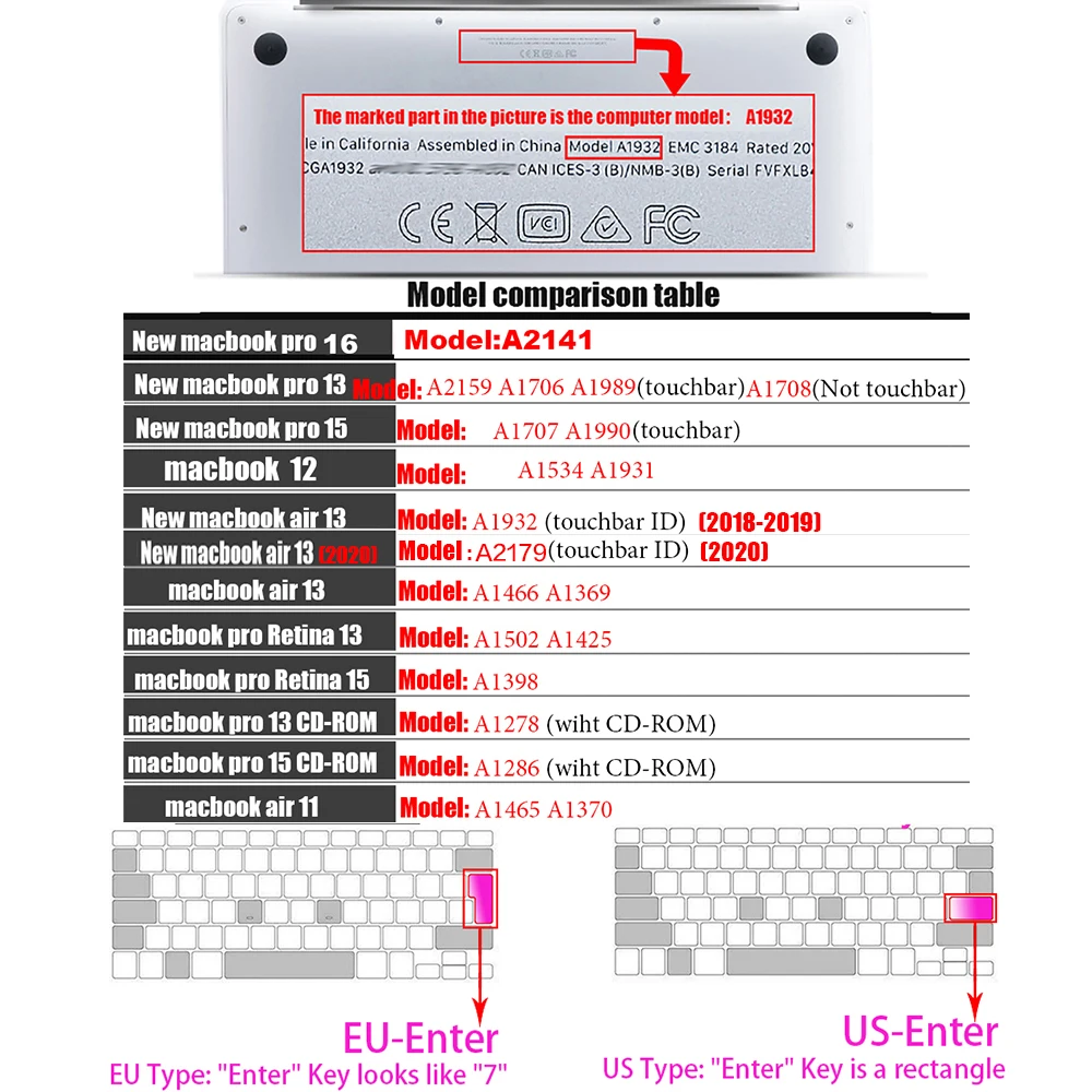 Keyboard cover for Apple Macbook pro13/16/15 Air13 inch All series Laptop silicone Case Transparent Clear Protecter film EU/US