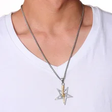 Пентаграмма ожерелье с молнией Мужская подвеска из нержавеющей стали ожерелье из золотых цепей серебряные ювелирные изделия на шею мужские аксессуары