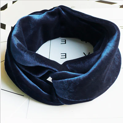 Бархатная повязка на голову винтажная резинка для волос с перекрестным узлом эластичный ободок оголовье для девочек женские аксессуары для волос - Цвет: Blue