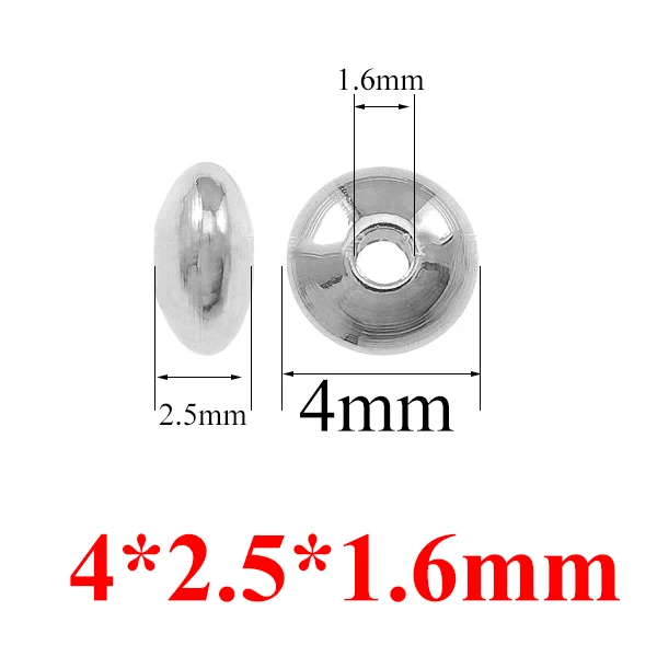 50 шт./лот, 4, 5, 6, 7, 8 мм Нержавеющая сталь разделитель, европейские бусы для самостоятельного изготовления ювелирных изделий бусины аксессуары для подвески Цепочки и ожерелья с браслетом - Цвет: 4x1.6mm