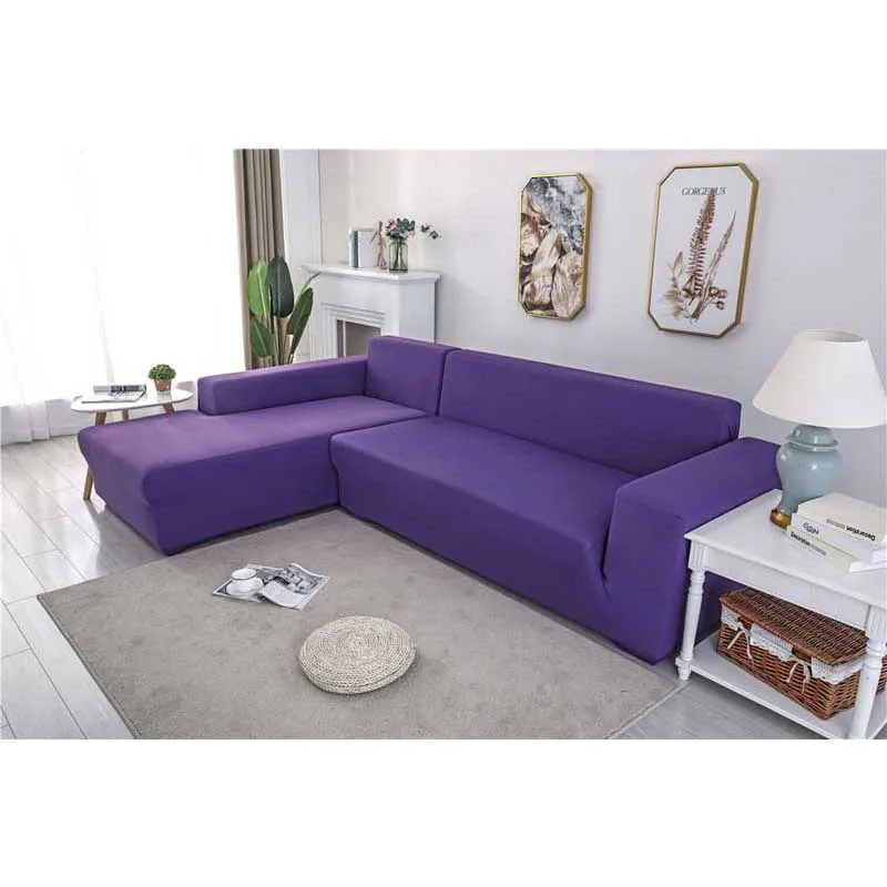 purple Эластичный угловой чехол для дивана для гостиной, эластичный диван, чехол, требует заказа, 2 шт., чехол для дивана, если l-стиль, секционный угловой диван чехол для дивана чехлы на диван чехол для дивана - Цвет: purple