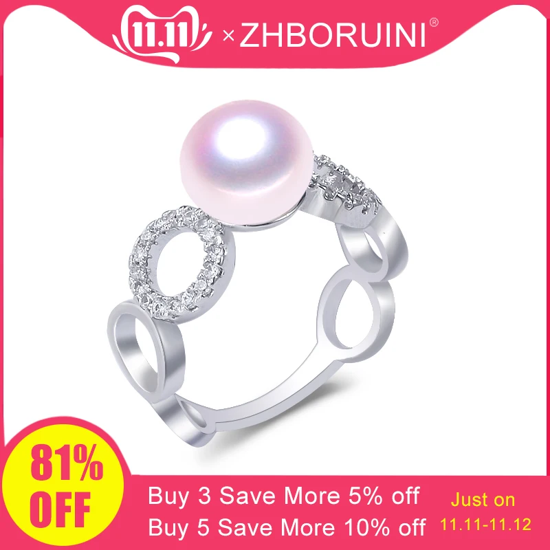 

ZHBORUINI Fine Pearl Ring Jewelry Natural Freshwater Pearl Hollow Out Big Rings 925 Sterling Silver For Women Wedding Wholesale