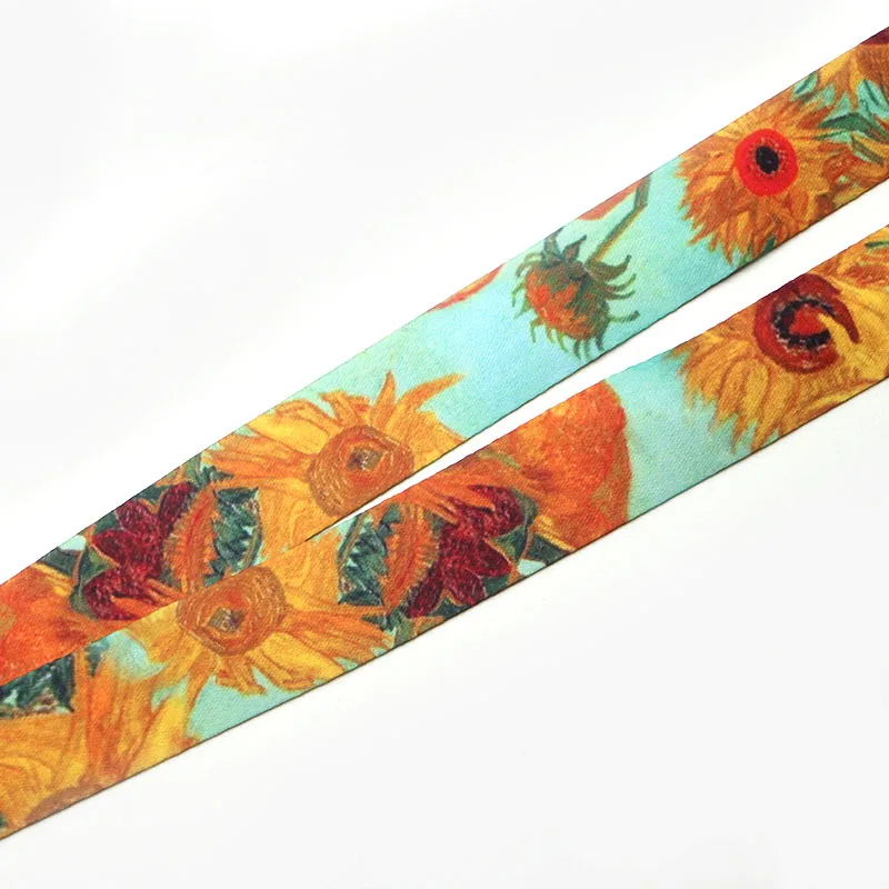 PC237 20 шт./лот Ван Гога Картина маслом Подсолнух ремешок бейдж ID Lanyards/Мобильный телефон Веревка
