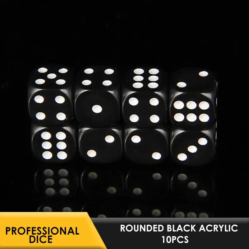 10pcs Playing Dices Set Six Sided Decider Die RPG Standard Gambling Games White Pips Cube Funny Toy Tool | Спорт и развлечения