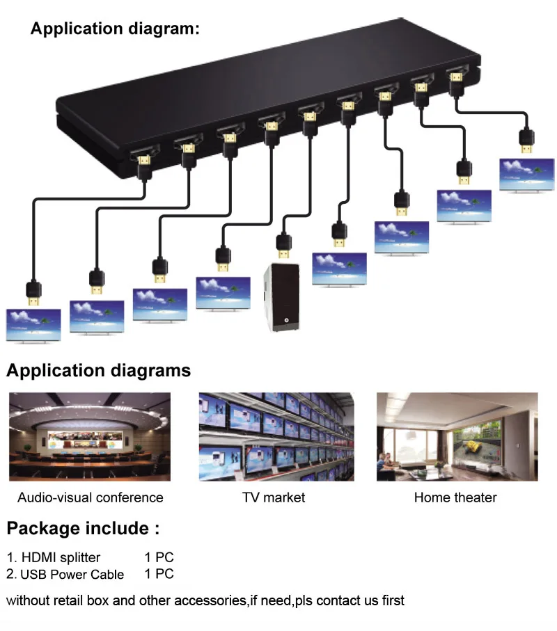 4K 1x8 HDMI Splitter Audio Video Distributor Converter for DVD Xbox PS4 Laptop P