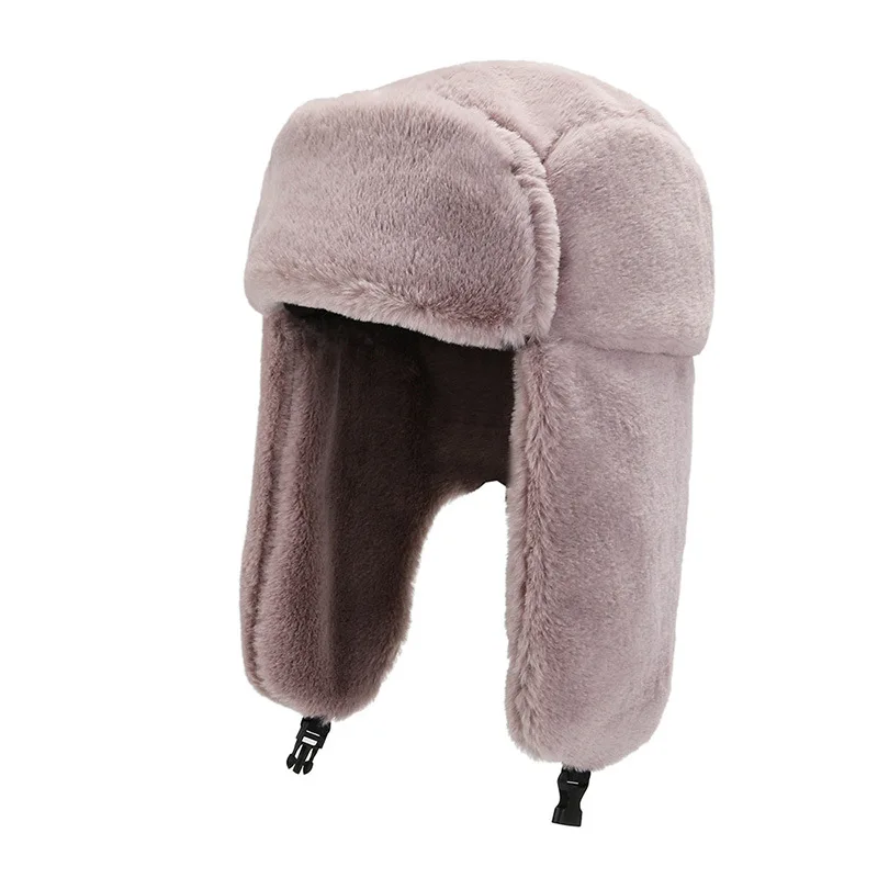 Fashion Bomber Hats Faux Fur Warm Thicken Earflap Caps Autumn Winter Ear Protect Russian Ski Hat Men Women Trapper Trooper Hats sheepskin bomber hat