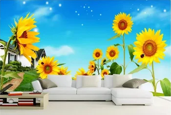 

CJSIR Custom Wallpaper Sunflower Large Wall Home Hotel Club Mural Wall Papers Home Decor Papel De Parede 3d Wallpaper Decors