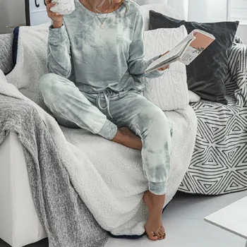 

Tie Dye Print 2 Two Piece Set Women Top and Long Pants Sets Summer Autumn Long Sleeve Tracksuit Dyeing Conjunto Feminino G1682
