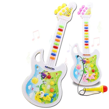 

2PCS Educational Musical Toy Baby Children Guitar Portable Keyboard Developmental Toy Buy 1 Guitar Get 1 Microphone Color Random