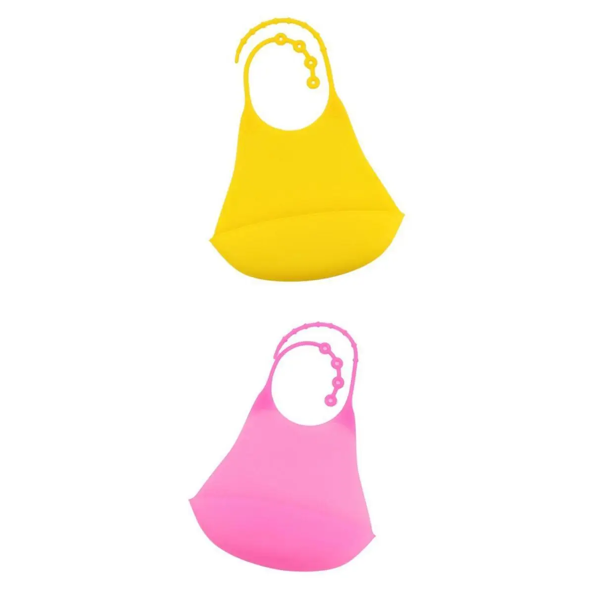 Adult Silicone Bib Clothing Protector Waterproof +Crumb Catcher Pink +Yellow