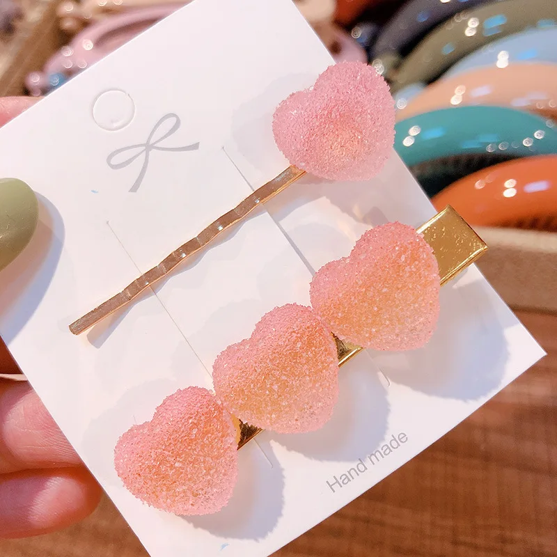 Новинка Корея сладкий сердце конфеты цвет минималистичный зажим для волос прекрасные заколки шпилька аксессуары для волос для женщин