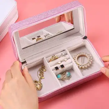 

New High Capacity Leather Jewellery Box Ear Stud Earrings Ornament Storage Box Multi-Function Large Jewelry Box