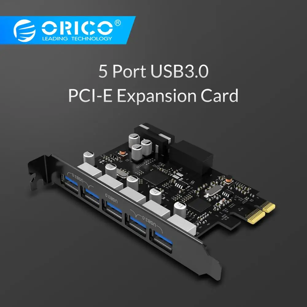 Preise ORICO USB 3.0 PCI E Expansion Karte 5 Ports Hub Adapter Externe Controller Express Karte mit 4 pin Power Stecker Cord