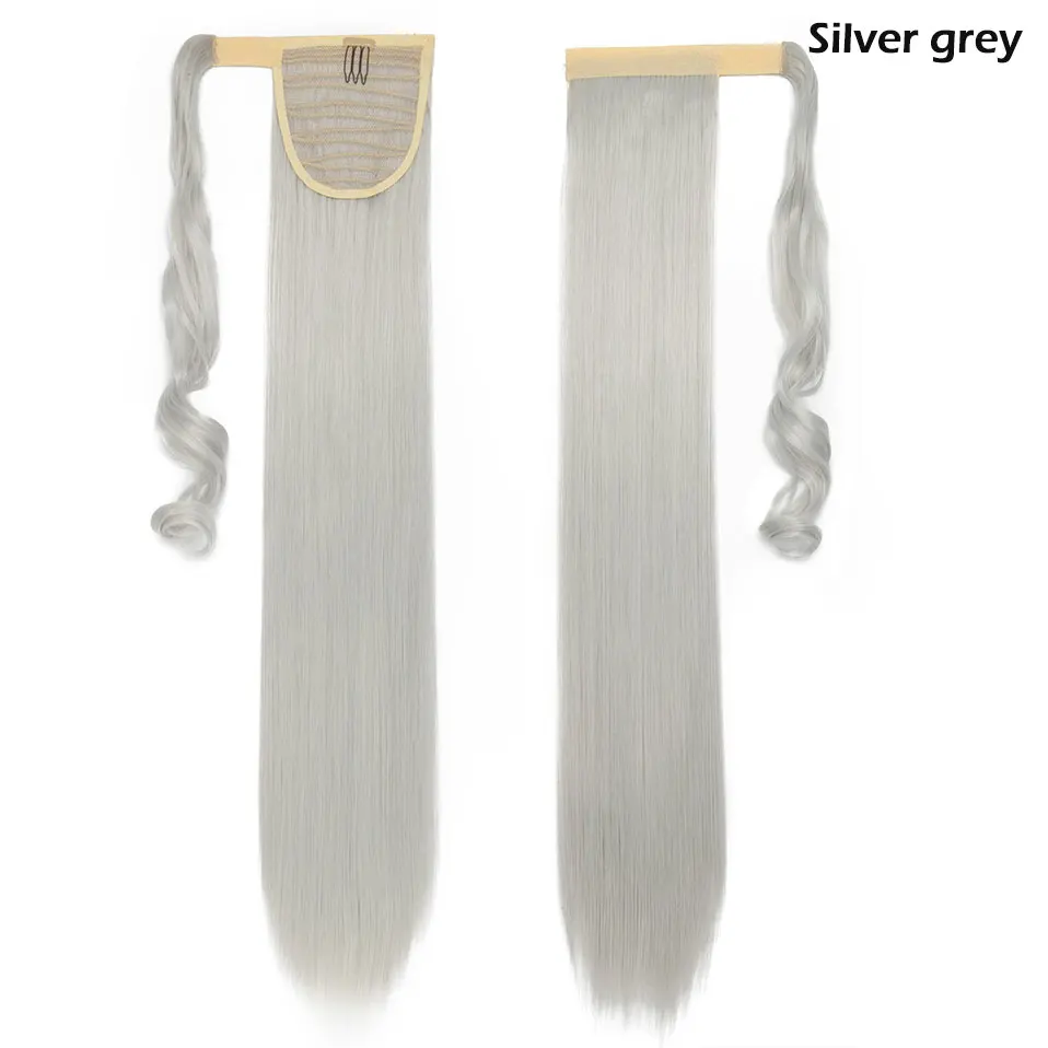 S-noilite США, женские длинные прямые волосы на шнурке для наращивания, накладные волосы, разные цвета, натуральные синтетические волосы - Цвет: silver grey