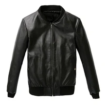 Мужская трендовая одежда из натуральной телячьей кожи, мужская куртка с хлопковой подкладкой, пальто, бейсбольная теплая куртка с круглым вырезом, черного цвета, большие размеры xxxxl 4xl