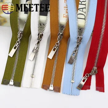 

10pcs 20cm Close-end 40/70cm Open-End 3# Metal Zipper Auto Lock Decor Zip for Clothing Coat Purse DIY Sewing Accessories