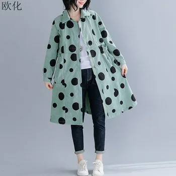 

Vintage Spring Polka Dot Corduroy Shirt Dress Womens Plus Size Korean Loose Corduroy Shirt Blouse Women Button Shirt Female 2020