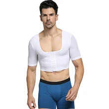 Men Slim Body Shaper U-neck White Seamless Shapewear Breathable Mesh Body Shaping Shirt Belly Control Waist trainer Corset